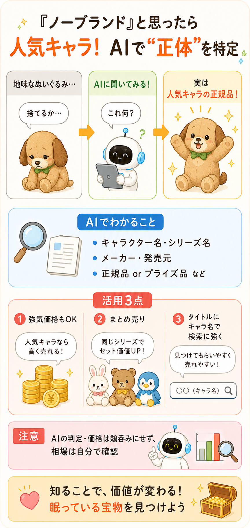 ノーブランドと思ったぬいぐるみの正体をAIで特定して高く売る手順